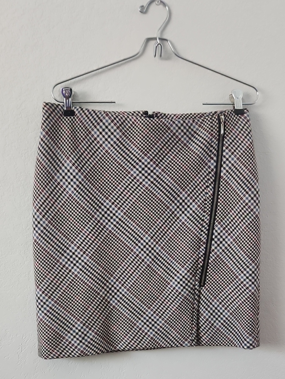 White House Black Market Plaid Mini Skirt in Black, White & Brown